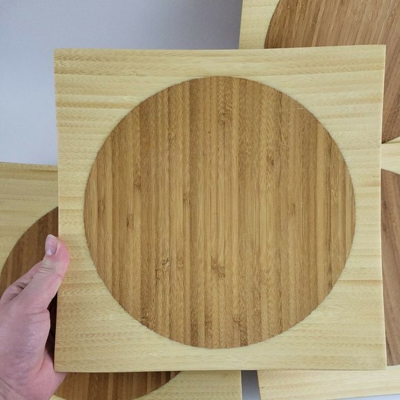 Totally Bamboo Set of 4 10" inch Square Bamboo Plates Bohemian Boho Natural - Picture 4 of 8